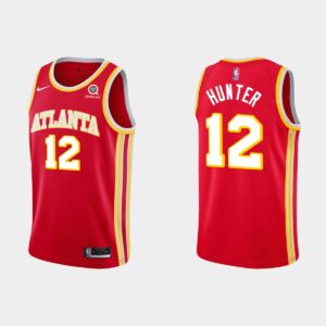 Maillot de basket-ball 2020-21 Atlanta Hawks # 12 De'Andre Hunter Red Icon Jersey Bleu 550461