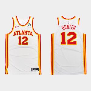 Maillot de l'association blanche des Atlanta Hawks # 12 De'Andre Hunter 2020-21 543172