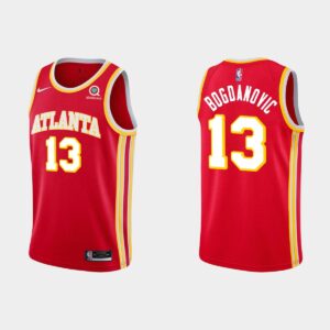 Maillot de basket 2020-21 Atlanta Hawks # 13 Bogdan Bogdanovic Maillot Icône Rouge Marron 550470