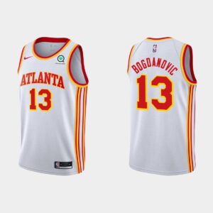 Maillot de basket-ball 2020-21 Atlanta Hawks # 13 Bogdan Bogdanovic Blanc Association Jersey Vert 550356