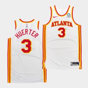 Maillot de basket-ball 2020-21 Atlanta Hawks #3 Kevin Huerter White Association Maillot authentique Gris 541087