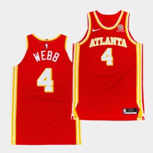 2020-21 Atlanta Hawks # 4 Spud Webb Authentique Icon Maillot de basket-ball rouge 546170