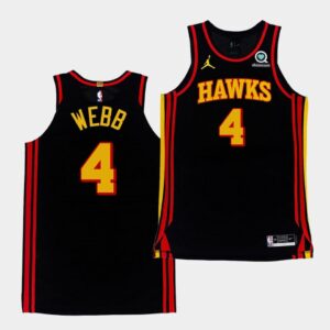 2020-21 Atlanta Hawks # 4 Spud Webb Déclaration authentique Maillot de basket-ball noir Crème 545782