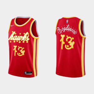 Maillot de basket 2020 Atlanta Hawks # 13 Bogdan Bogdanovic Noël Nuit Rouge Maillot Spécial Blanc 540345