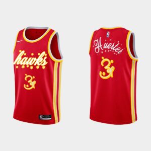 Maillot de basket-ball 2020 Atlanta Hawks #3 Kevin Huerter Noël Nuit Rouge Maillot Spécial 540354