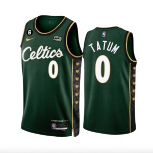 Maillot de basket-ball 2022-23 Boston Celtics #0 Jayson Tatum Authentique Green City Jersey Noir 552440