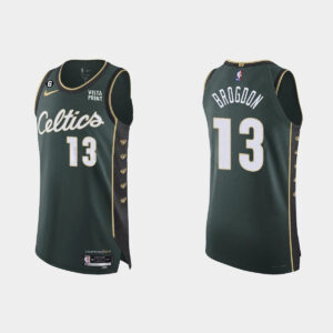 Maillot de basket-ball 2022-23 Boston Celtics #13 Malcolm Brogdon Authentique Green City Jersey Rouge 552477