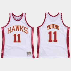 Atlanta Hawks # 11 Trae Young Hardwood Classics Maillot de basket-ball rétro blanc 548462