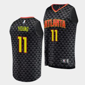 Atlanta Hawks # 11 Trae Young Icon Fanatics maillot de basket-ball noir de marque 546161