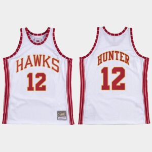 Atlanta Hawks # 12 De'andre Hunter Hardwood Classics Maillot blanc rétro 548443