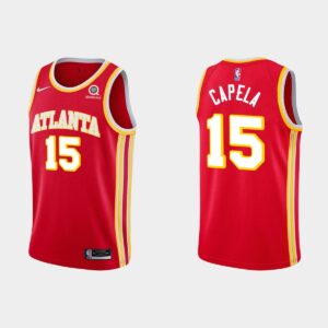Maillot Atlanta Hawks #15 Clint Capela rouge Icon Edition noir 550075