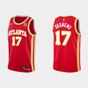 Atlanta Hawks # 17 Onyeka Okongwu Maillot Rouge Icon Edition Noir 550109