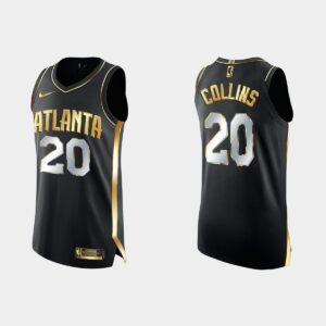 Atlanta Hawks # 20 John Collins Authentique Doré Noir 1X Champs Maillot Blanc 549696