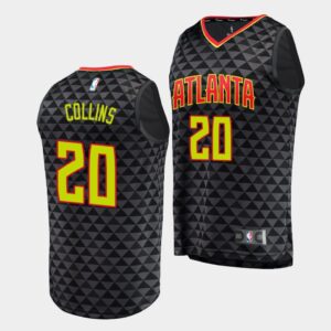 Atlanta Hawks # 20 John Collins Icon Fanatics maillot de basket-ball noir de marque 546143