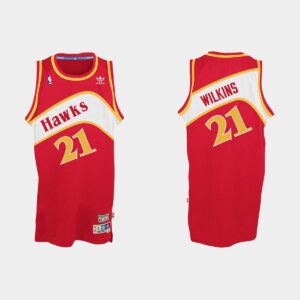 Atlanta Hawks # 21 Dominique Wilkins Hardwood Classics Maillot rouge Maillot de basket-ball Gris 550488