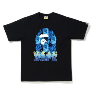 BAPE Ape Head Flame T-shirt Noir/Bleu Crème 549103