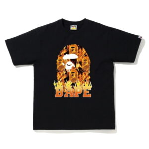BAPE Ape Head Flame T-shirt Noir/Orange Marron 538624
