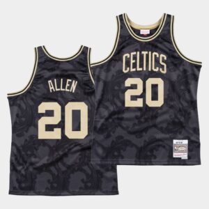 Boston Celtics #20 Ray Allen Noir Toile Classique Jersey Crème 551024