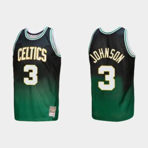Boston Celtics #3 Dennis Johnson Fadeaway Vert Noir Maillot Limité Blanc 551060