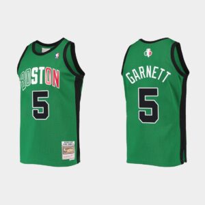 Boston Celtics #5 Kevin Garnett Vert Hardwood Classics Maillot alternatif Crème 551070