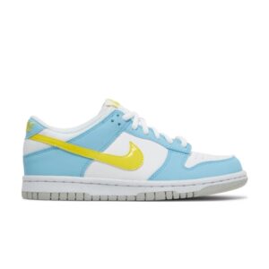 Nike Dunk Low Next Nature GS Homer Bleu Chill/Blanc/Gris Brouillard/Jaune Strike DX3382 400