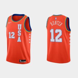 Maillot de basket-ball de l'équipe américaine #12 De'Andre Hunter 2021 NBA Rising Star Orange Jersey 540670