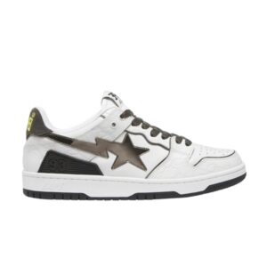 Baskets Wmns BAPE Sk8 Sta Blanc Métallisé Argent Noir 1H80291020