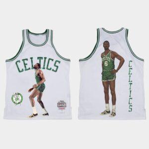 Maillot de basket 1962-63 Boston Celtics # 6 Bill Russell joueur sublimé blanc HWC maillot limité marron 562185