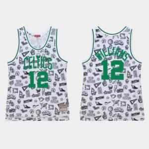Maillot de basket-ball 1985-86 Boston Celtics #12 Grant Williams White Doodle Jersey Noir 564611