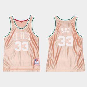Maillot de basket-ball 1985-86 Boston Celtics #33 Larry Bird 75e anniversaire Maillot or rose blanc 564674