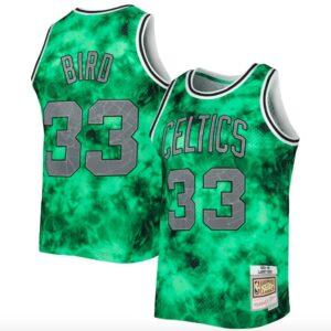 1985-86 Boston Celtics # 33 Larry Bird Galaxy Kelly Maillot Vert Gris 568879