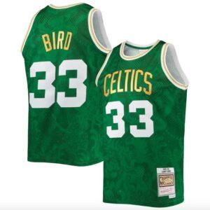 Maillot de basket-ball 1985-86 Boston Celtics # 33 Larry Bird Nouvel An lunaire Kelly Green Jersey Noir 568946