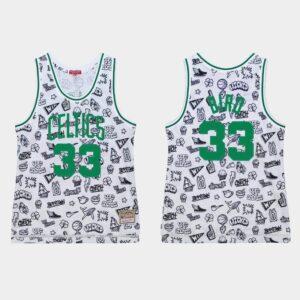 Maillot de basket-ball 1985-86 Boston Celtics #33 Larry Bird White Doodle Jersey Noir 564554