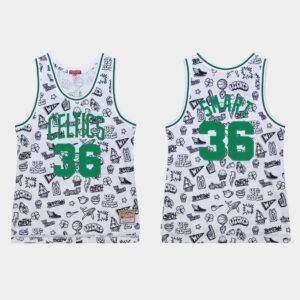 Maillot de basket-ball 1985-86 Boston Celtics # 36 Marcus Smart White Doodle Jersey Violet 564581