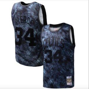 Maillot de basket-ball 2007-08 Boston Celtics # 34 Paul Pierce Tie-Dye Maillot noir Violet 568992