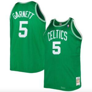 Maillot de basket-ball 2007-08 Boston Celtics # 5 Kevin Garnett Big & Tall Kelly Green Jersey Jaune 568955