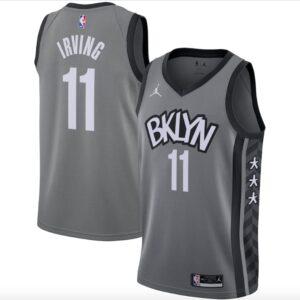 Maillot de basket-ball 2020-21 Brooklyn Nets # 11 Kyrie Irving Jordan Brand Statement Gris Jersey Blanc 570207
