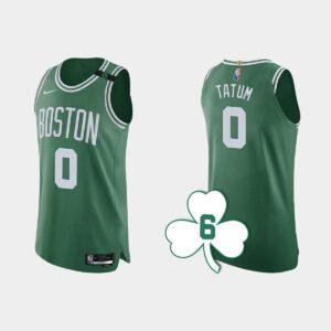 Maillot de basket-ball 2022-23 Boston Celtics #0 Jayson Tatum vert authentique numéro de retraité blanc 561999