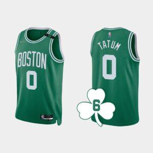 Maillot de basket-ball 2022-23 Boston Celtics #0 Jayson Tatum Kelly Green Numéro de retraité Maillot Noir 562008