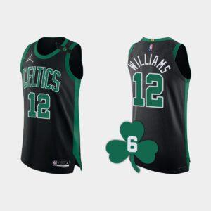 Maillot de basket-ball 2022-23 Boston Celtics #12 Grant Williams noir authentique numéro de retraité blanc 562090