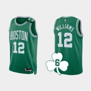 Maillot de basket-ball 2022-23 Boston Celtics #12 Grant Williams Kelly Green Numéro de retraité Gris 562081