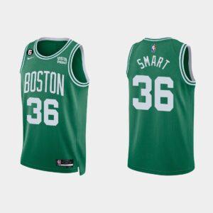 Maillot de basket-ball 2022-23 Boston Celtics #36 Marcus Smart Icon Kelly Green Jersey Crème 553599