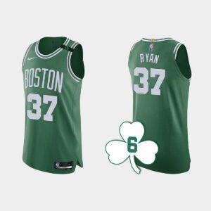 Maillot de basket-ball 2022-23 Boston Celtics #37 Matt Ryan Green Authentique Numéro de retraité Rouge 559837