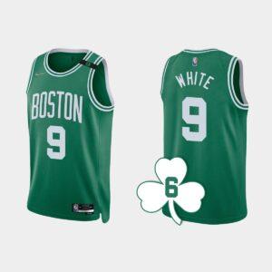 Maillot de basket-ball 2022-23 Boston Celtics #9 Derrick White Kelly Green Numéro de retraité Jersey Noir 559810