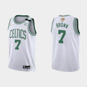 Maillot de basket-ball 2022 Finales NBA Boston Celtics #7 Jaylen Brown Association Maillot Blanc Noir 563096