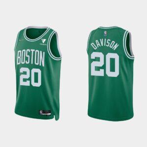 Boston Celtics # 20 JD Davison 75e anniversaire Icône Kelly Green Jersey Maillot de basket-ball Blanc 564431