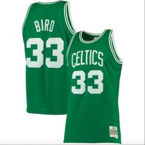 Boston Celtics # 33 Larry Bird Big & Tall Kelly Vert Jersey Crème 568889