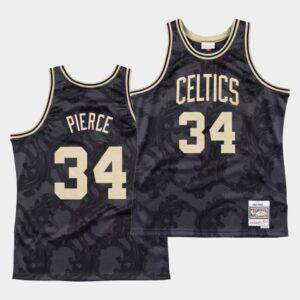 Boston Celtics #34 Paul Pierce Maillot Toile Noir Blanc 563292
