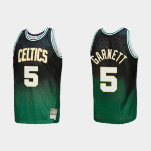 Boston Celtics #5 Kevin Garnett Fadeaway Kelly Vert Noir Maillot Blanc 563069