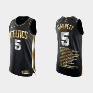 Boston Celtics # 5 Kevin Garnett Commémoration spéciale Noir Maillot retraité Noir 562213